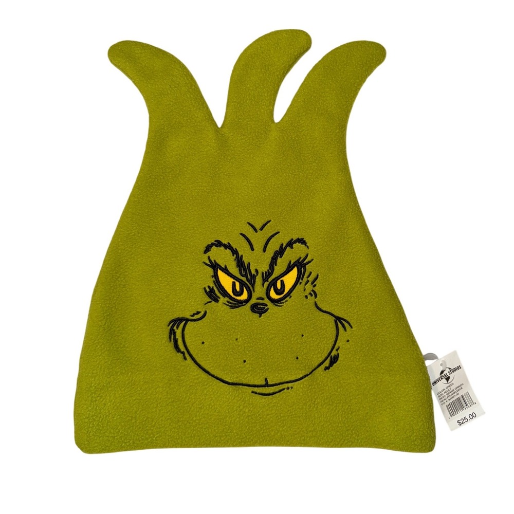 Universal Studios Dr Seuss The Grinch Green Polar Fleece Beanie‎ Hat Adult NWT